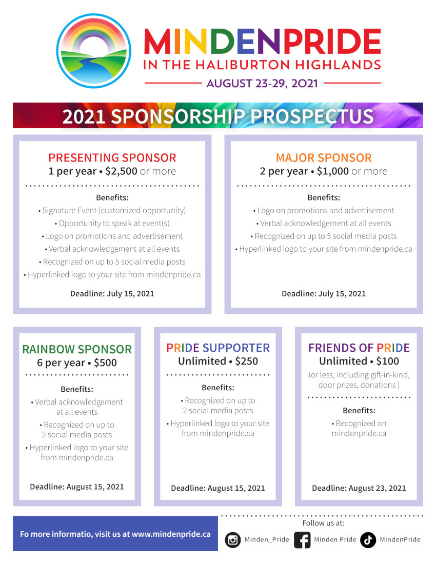Minden Pride 2021 Sponsorship Prospectous